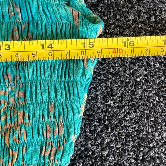 GO FISH Sleeveless Maxi Dress Women’s M - Smocked Teal Floral Handmade Boho Y2K - Picture 4 of 7